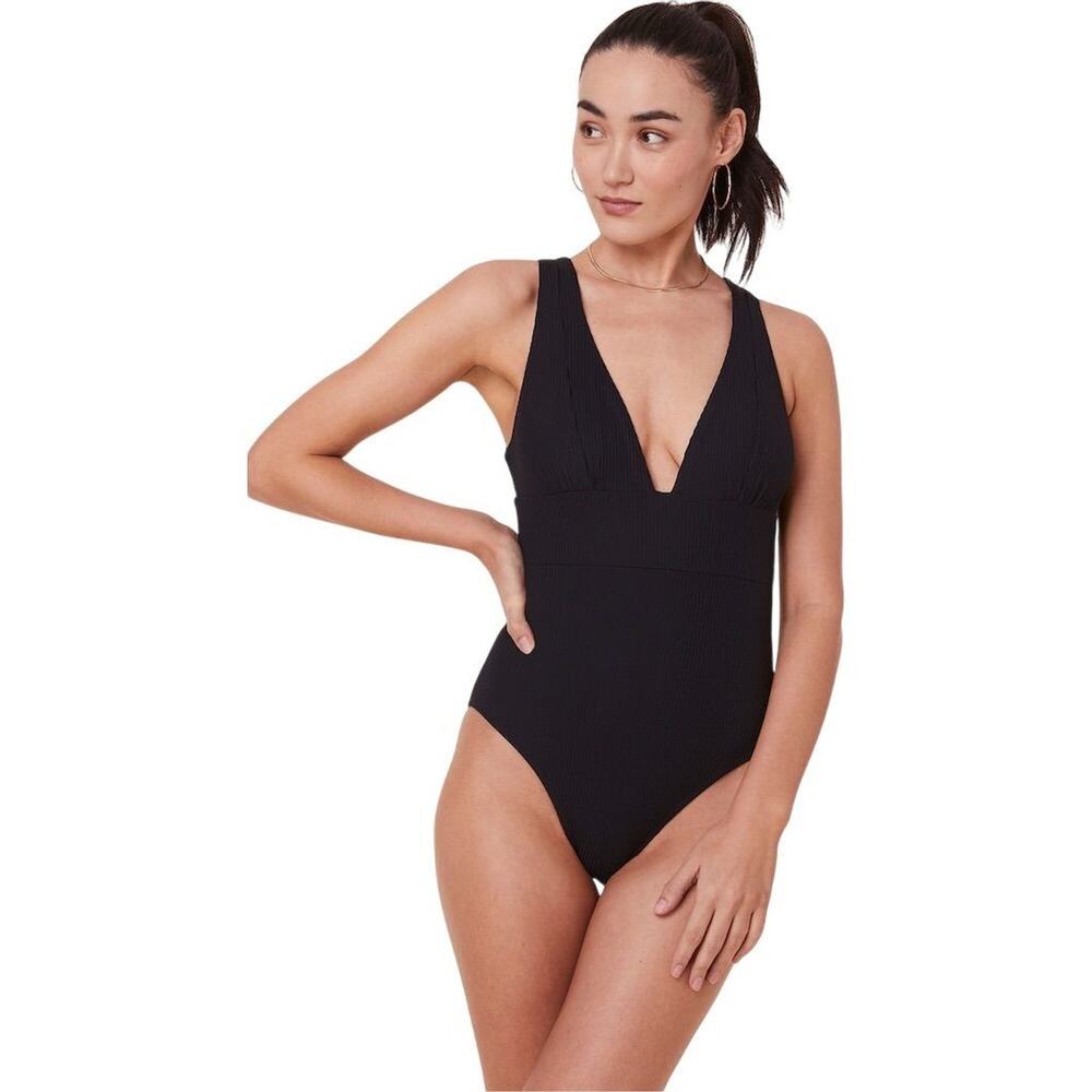 NWOT Andie Sample The Mykonos Black Ribbed One Piece Swimsuit XXL Padded 2678